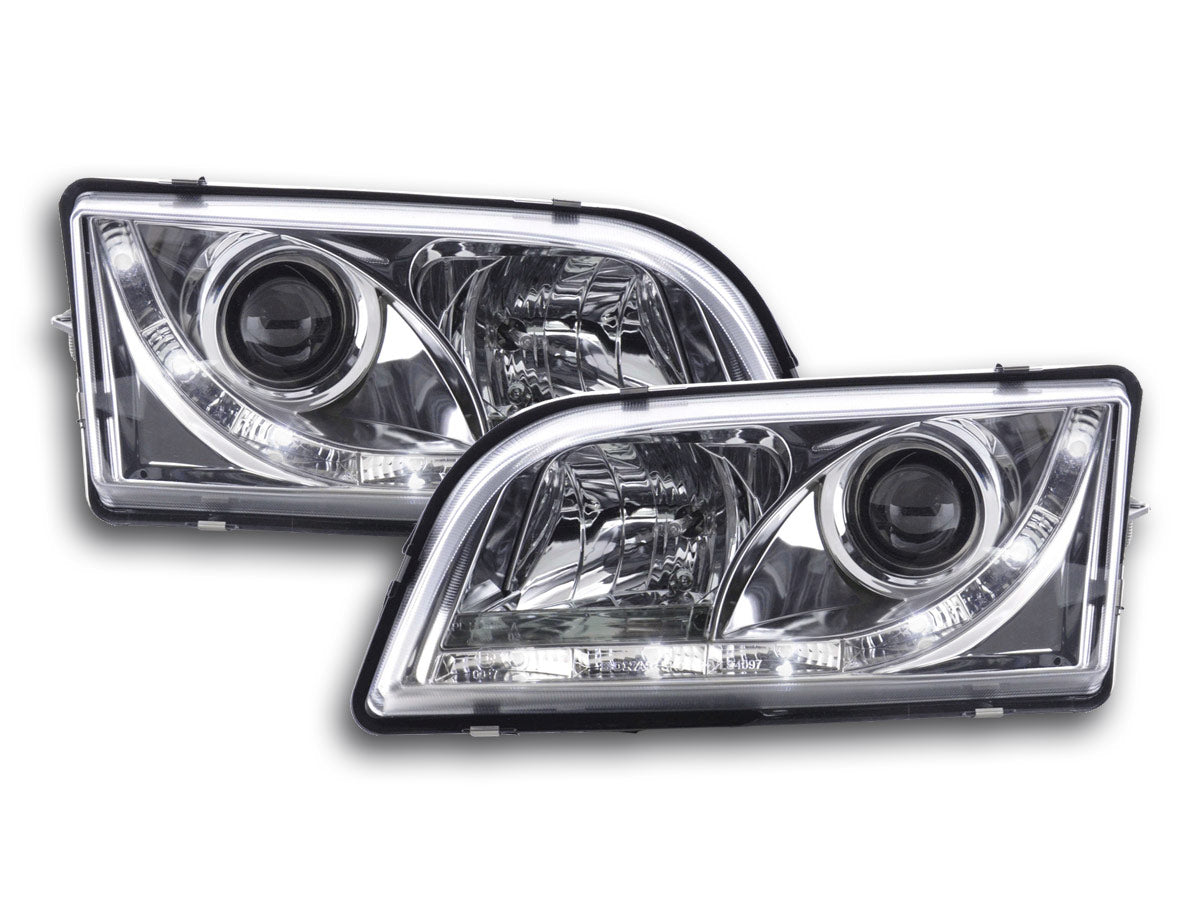 Scheinwerfer Set Daylight LED TFL-Optik VW Bora Typ 1J 99-04 chrom Scheinwerfer Set Daylight LED TFL-Optik VW Bora Typ 1J 99-04 chrom